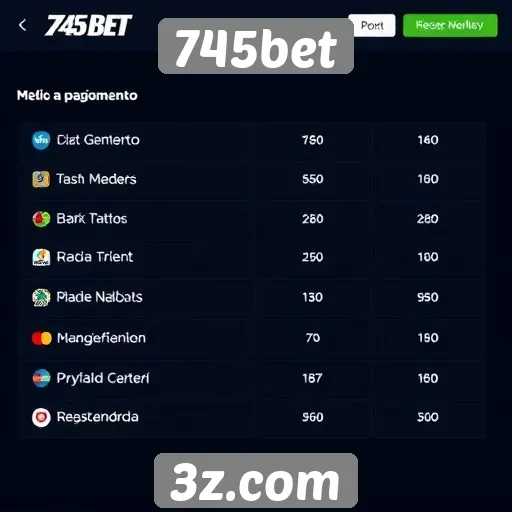 Métodos de pagamento aceitos no 745bet